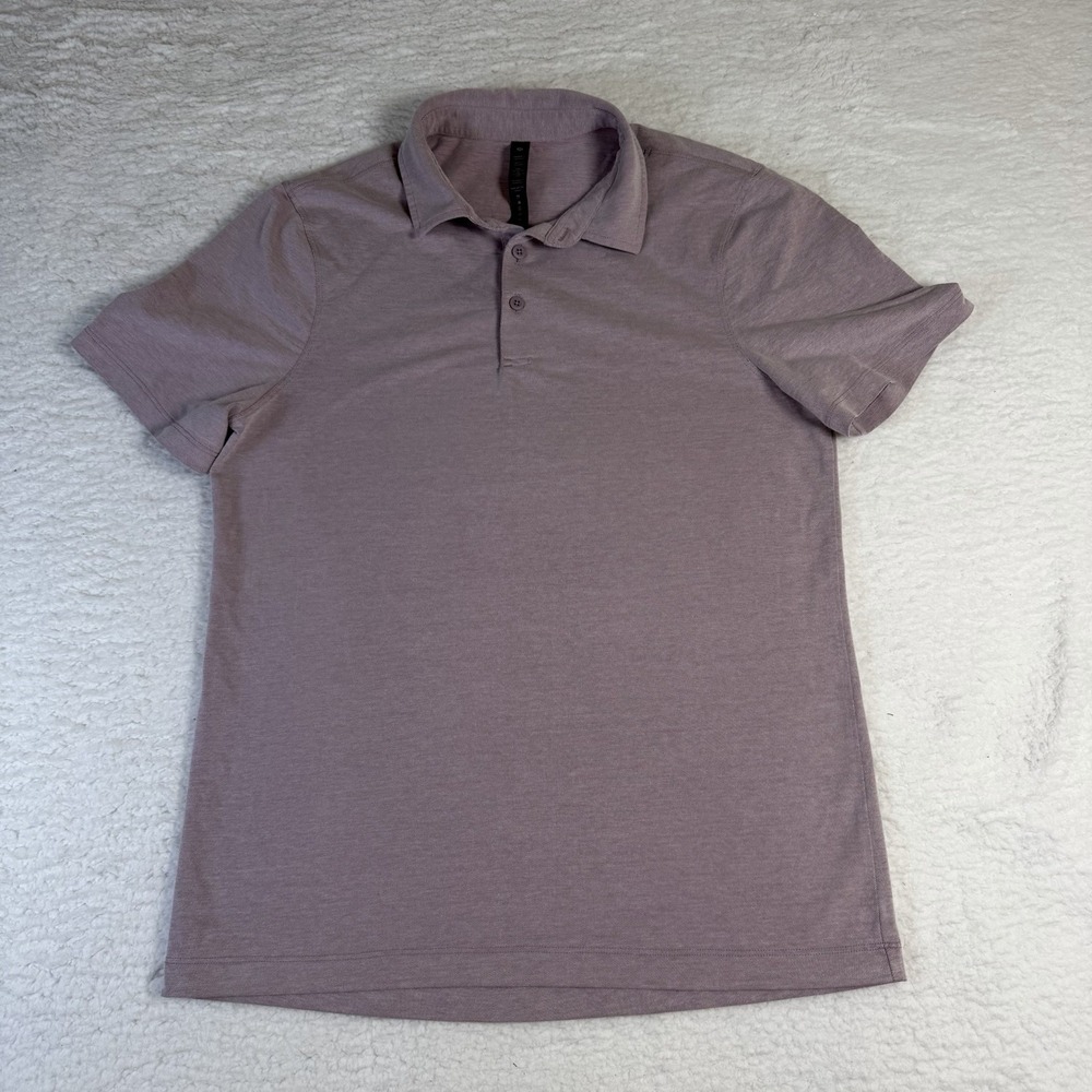 Lululemon Mens M Polo Shirt Dusty Purple Mauve Stretch Short Sleeve Golf